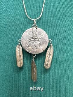 Vtg Fred Guerrero Native American 925 Silver Jewelry Set 30 In Necklace/Earrings