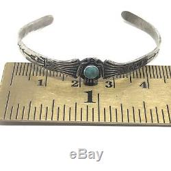 Vtg Fred Harvey Era Child's Turquoise Bracelet Sterling Silver Thunderbird Arrow
