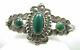 Vtg Fred Harvey Era Navajo Sterling Silver 3 Green Stone Turquoise Cuff Bracelet