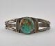 Vtg Fred Harvey Navajo Coin Silver Stamped Royston Turquoise Cuff Bracelet