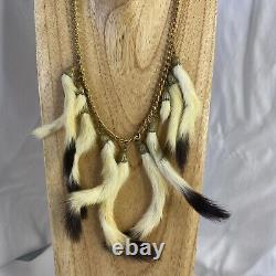 Vtg Genuine Ermine Weasel Tails Native American Necklace Rare See Pictures