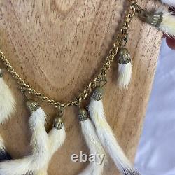 Vtg Genuine Ermine Weasel Tails Native American Necklace Rare See Pictures