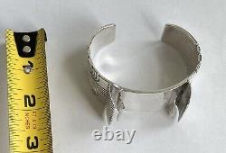 Vtg Handmade Native American Navajo Sterling Silver Modern Design Cuff Watchband