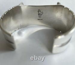 Vtg Handmade Native American Navajo Sterling Silver Modern Design Cuff Watchband