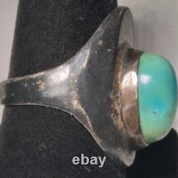 Vtg Handmade Navajo Sterling Silver Turquoise Old Pawn Jewelry Ring Size 8 1/2