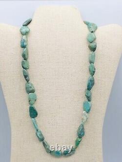 Vtg Indian Native American Green Turquoise Beads Nuggets Necklace 74.9g