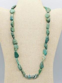 Vtg Indian Native American Green Turquoise Beads Nuggets Necklace 74.9g