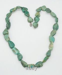 Vtg Indian Native American Green Turquoise Beads Nuggets Necklace 74.9g