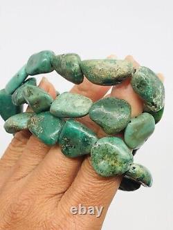 Vtg Indian Native American Green Turquoise Beads Nuggets Necklace 74.9g