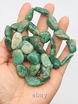 Vtg Indian Native American Green Turquoise Beads Nuggets Necklace 74.9g