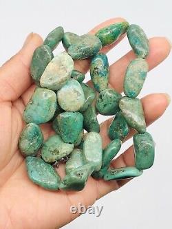 Vtg Indian Native American Green Turquoise Beads Nuggets Necklace 74.9g