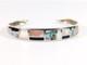 Vtg LT Native American Style Inlay Sterling Silver Cuff Bracelet 6.5 READ
