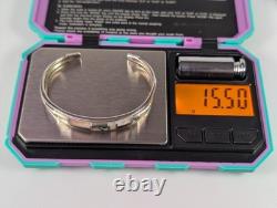 Vtg LT Native American Style Inlay Sterling Silver Cuff Bracelet 6.5 READ