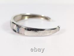 Vtg LT Native American Style Inlay Sterling Silver Cuff Bracelet 6.5 READ