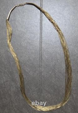 Vtg NATIVE AMERICAN Liquid Sterling Silver 27 Strand Beaded Necklace 40g 30