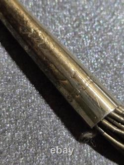 Vtg NATIVE AMERICAN Liquid Sterling Silver 27 Strand Beaded Necklace 40g 30