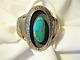 Vtg Nat Amer Turquoise Signed Hand-stamped Shadowbox Cuff Bracelet Classic