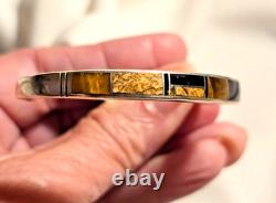 Vtg Native Amer Multistone, Sterling Signed Inlay Cuff Matching Ring 4 Sale