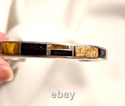 Vtg Native Amer Multistone, Sterling Signed Inlay Cuff Matching Ring 4 Sale