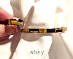 Vtg Native Amer Multistone, Sterling Signed Inlay Cuff Matching Ring 4 Sale