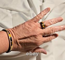 Vtg Native Amer Multistone, Sterling Signed Inlay Cuff Matching Ring 4 Sale