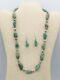 Vtg Native American Green Blue Turquoise Bead Nugget Earrings Necklace Set