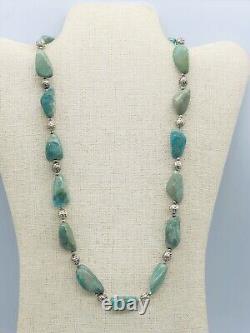 Vtg Native American Green Blue Turquoise Bead Nugget Earrings Necklace Set