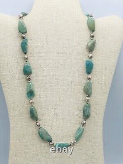 Vtg Native American Green Blue Turquoise Bead Nugget Earrings Necklace Set