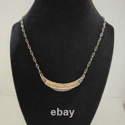 Vtg Native American M. M Rodgers Sterling Silver/14k Gold Pendant Necklace 19