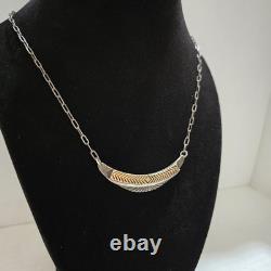 Vtg Native American M. M Rodgers Sterling Silver/14k Gold Pendant Necklace 19