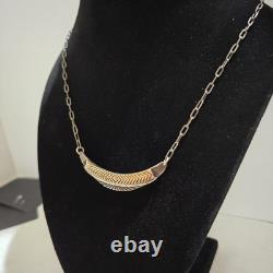 Vtg Native American M. M Rodgers Sterling Silver/14k Gold Pendant Necklace 19