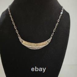 Vtg Native American M. M Rodgers Sterling Silver/14k Gold Pendant Necklace 19