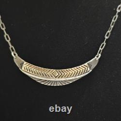 Vtg Native American M. M Rodgers Sterling Silver/14k Gold Pendant Necklace 19