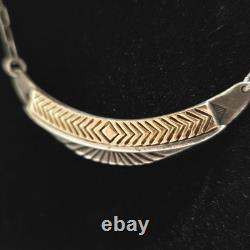 Vtg Native American M. M Rodgers Sterling Silver/14k Gold Pendant Necklace 19