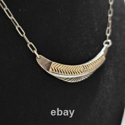 Vtg Native American M. M Rodgers Sterling Silver/14k Gold Pendant Necklace 19