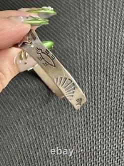 Vtg Native American Navajo Sterling Silver 925 Double Arrow Turquoise Cuff, 5.5