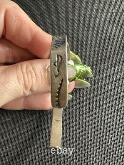 Vtg Native American Navajo Sterling Silver 925 Double Arrow Turquoise Cuff, 5.5