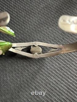 Vtg Native American Navajo Sterling Silver 925 Double Arrow Turquoise Cuff, 5.5