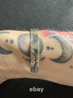 Vtg Native American Navajo Sterling Silver 925 Double Arrow Turquoise Cuff, 5.5