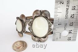 Vtg Native American Navajo Sterling Silver Mother Of Pearl Cuff Bracelet Coriz