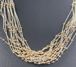 Vtg Native American Necklace Sterling Liquid Silver & Vermeil Multi Strand 15