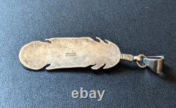 Vtg Native American Pendant, Yazzie Wallace Jr. NAVAJO STERLING Turquoise Inlay