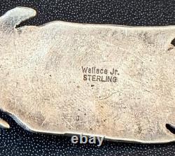 Vtg Native American Pendant, Yazzie Wallace Jr. NAVAJO STERLING Turquoise Inlay