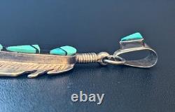 Vtg Native American Pendant, Yazzie Wallace Jr. NAVAJO STERLING Turquoise Inlay