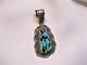 Vtg Native American Signed Candelaria Turquoise Pendant See Matching Bracelet