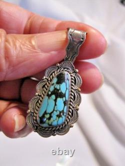 Vtg Native American Signed Candelaria Turquoise Pendant See Matching Bracelet