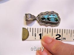 Vtg Native American Signed Candelaria Turquoise Pendant See Matching Bracelet