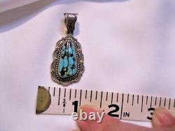 Vtg Native American Signed Candelaria Turquoise Pendant See Matching Bracelet