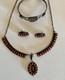 Vtg Native American Sterling & Coral Zuni Signed Necklace, Bracelet & Earrings