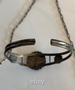 Vtg Native American Sterling & Coral Zuni Signed Necklace, Bracelet & Earrings